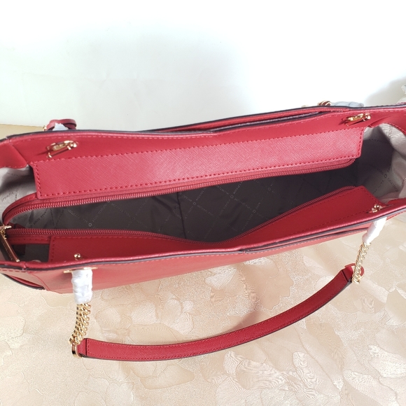 MICHAEL KORS JET SET TRAVEL L RED FLAME SHOULDER MK Bag - Picture 9 of 12